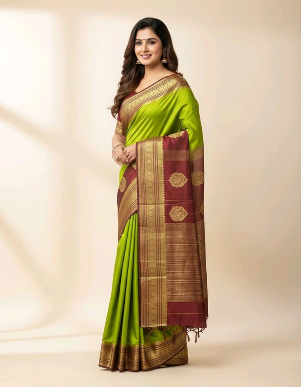 SEMI MYSORE CRAPE SILK SAREES✨ - Red