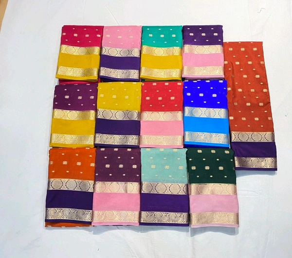 SEMI MYSORE CRAPE SILK SAREES✨ - Curious Blue