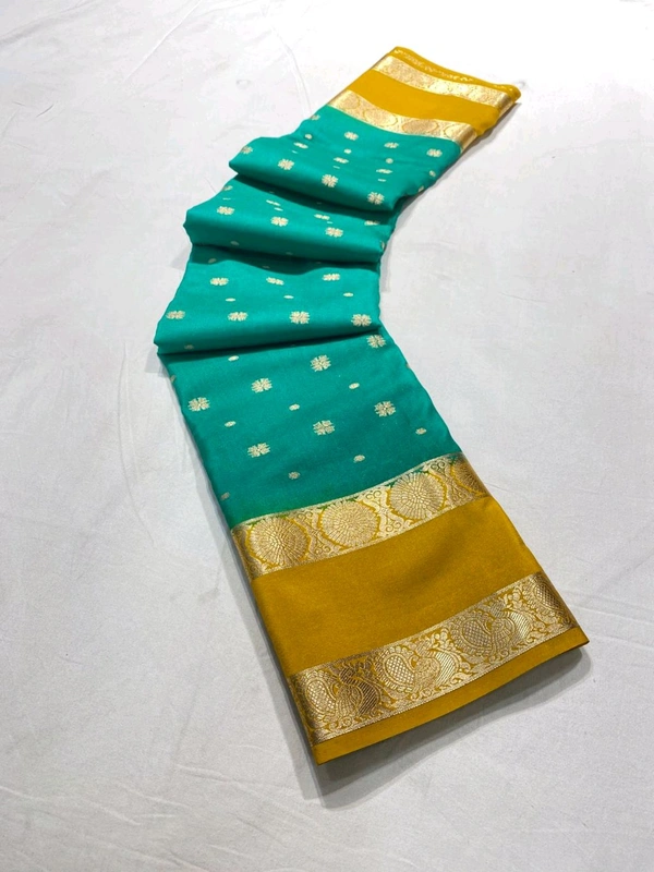 SEMI MYSORE CRAPE SILK SAREES✨ - Curious Blue