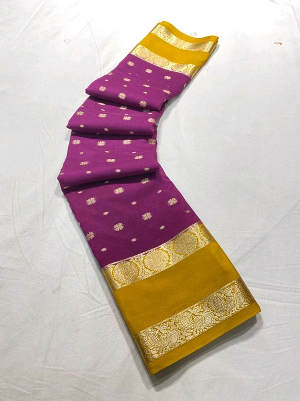 SAMI MYSORE SILK CRAPE SAREE - Ripe Plum