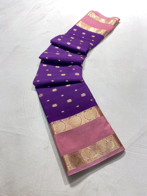 SAMI MYSORE SILK CRAPE SAREE - Ripe Plum
