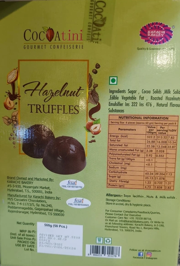 Karachi Bakery Hazelnut Truffles - 500gm (50pcs)