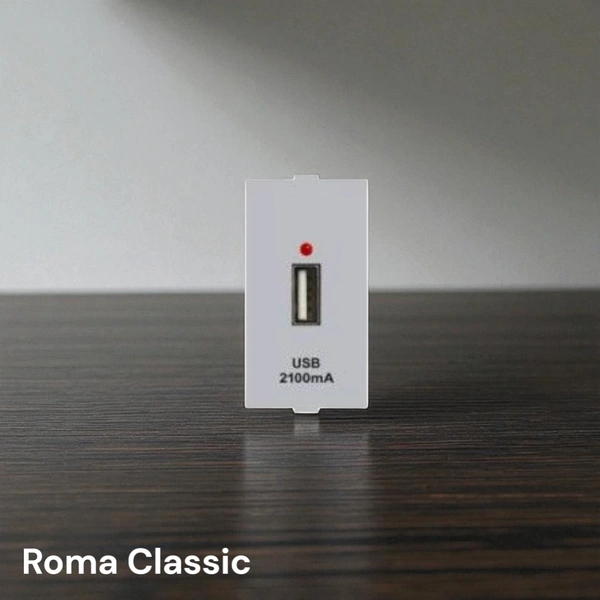 ROMA CLASSIC USB-A CHARGER , SINGLE PORT (2.1A. 5V DC )