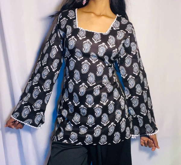 Pure Cotton Printed Flared Sleeves Kurti For Women 