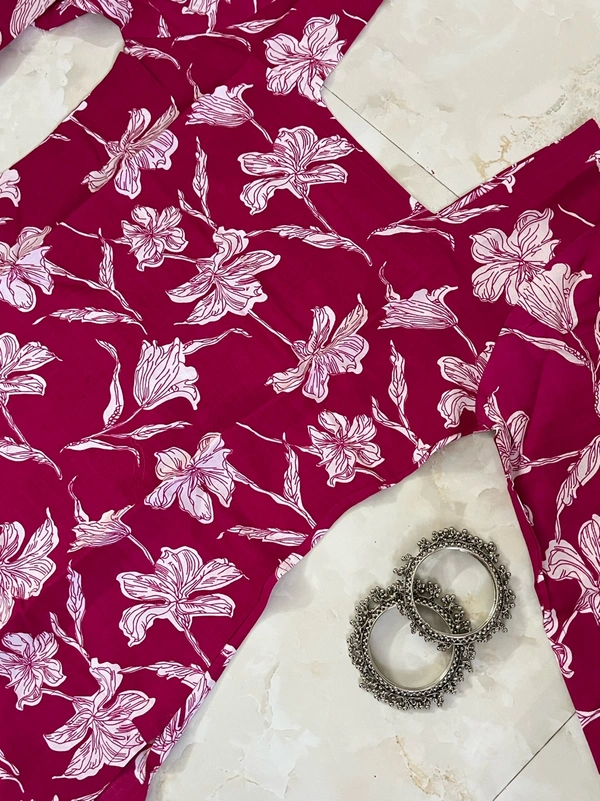 Pure Cotton Pink Printed Coreset Back Kurti 