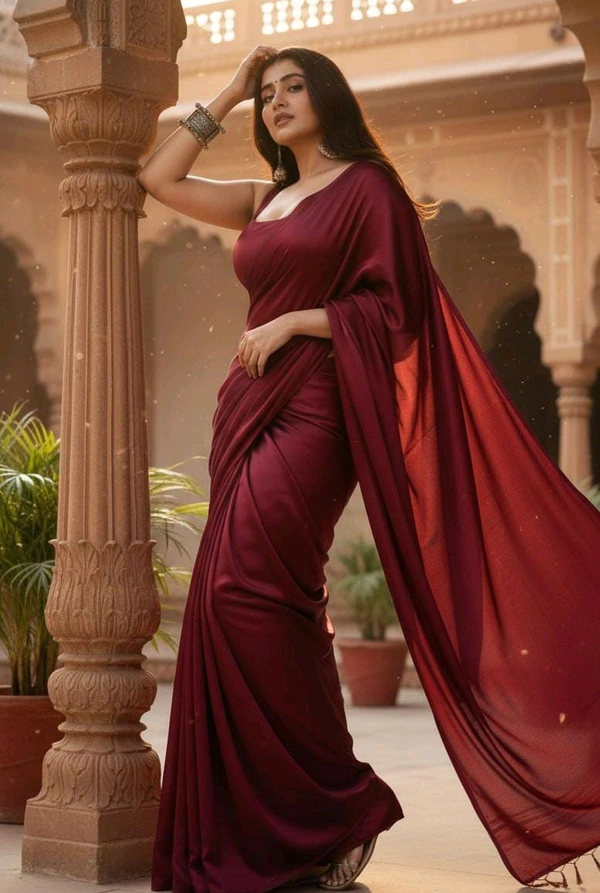 Velvet Wine Flow Saree