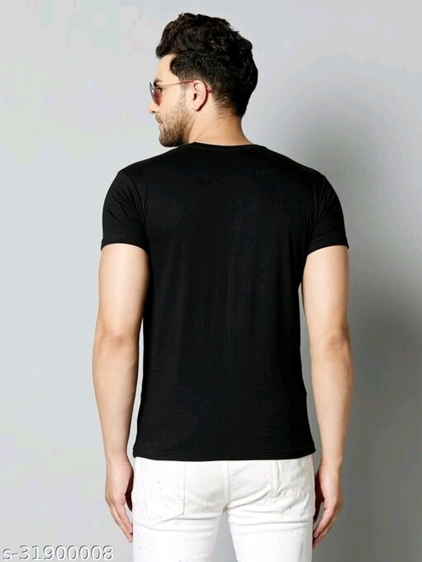 Men's Black Round Neck T-shirt - L