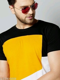Men's Black Round Neck T-shirt - L
