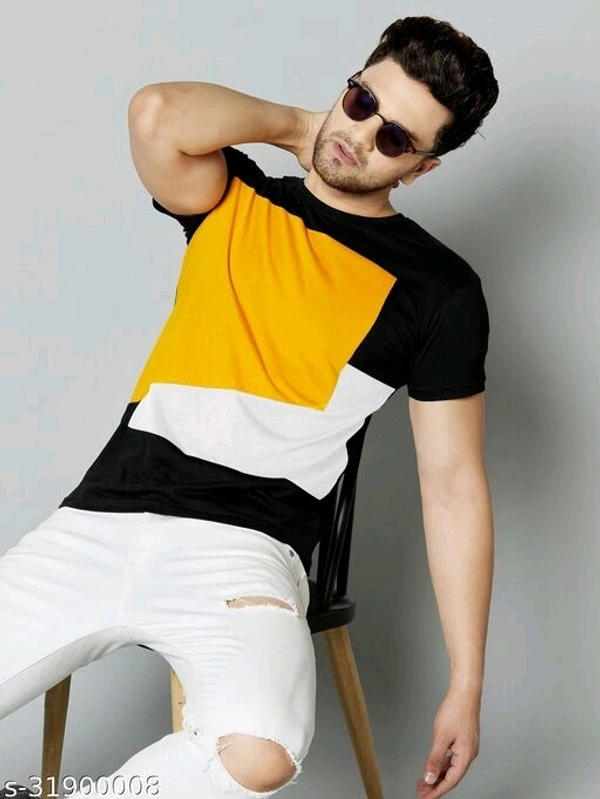 Men's Black Round Neck T-shirt - XLL