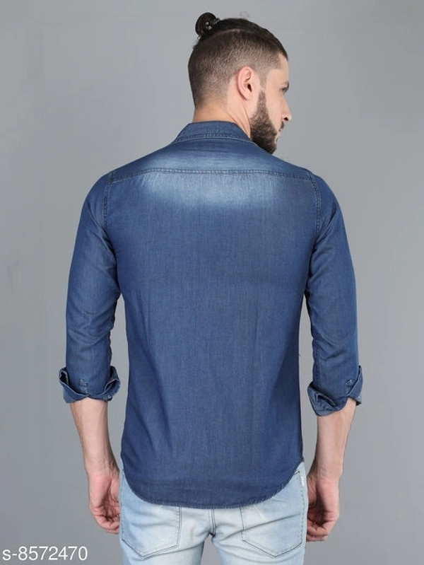 Dark Blue Double Pocket Denim Shirt - L