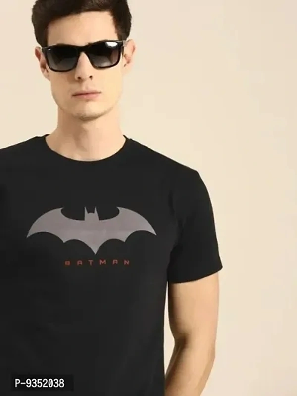Men Round Neck Tshirt  - Black, L
