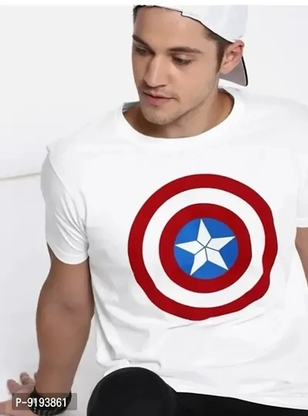 Men Round Neck Tshirt  - White, L