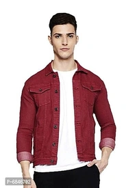 Men Jeans Jacket  - Bright Red, S