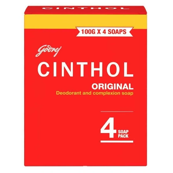 Cinthol Original Deodorant & Completion Soap (4 Soap Pack) - (4 x 100g Each)
