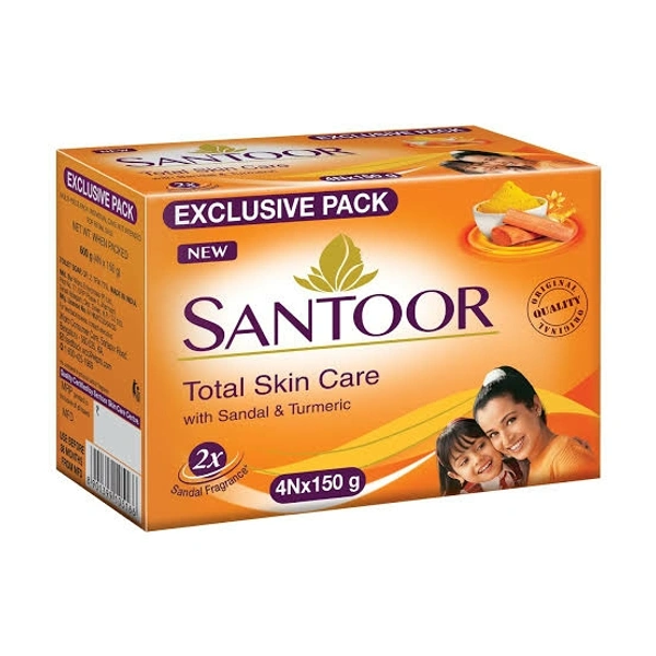 Santoor Sandal & Turmeric Soap - (4 x 150g)