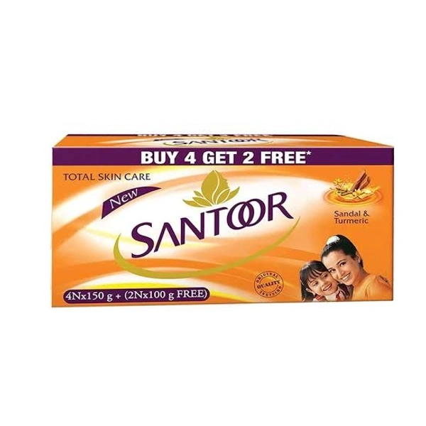 Santoor Sandal & Turmeric Soap  - 150g (Buy 4 Get 2 Free)