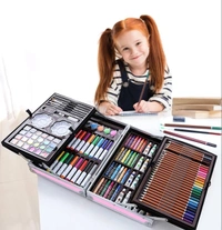 145 pc coloring suitcase pencil colors, water colors, brushes, sketch pens, oil pastels, Coloring tray  sets