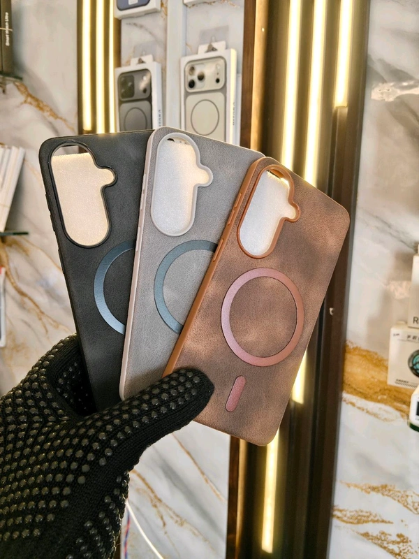 Samsung S26  Leather Finish With Metal Ring Premium Quality Premium Quality Luxury Edition 