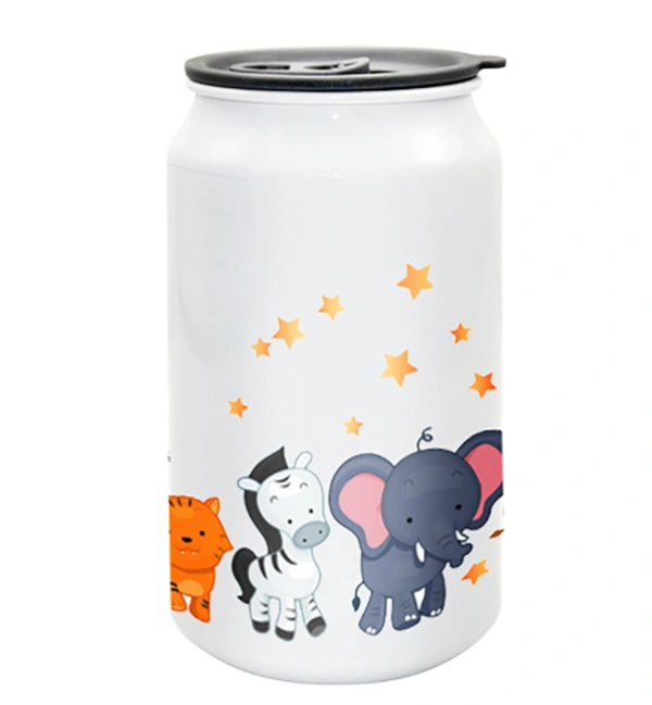 YOGDOTS Metal Sipper Drink Can Shaped  Kids gift pack of 10 - 350 ML, Kids Designs