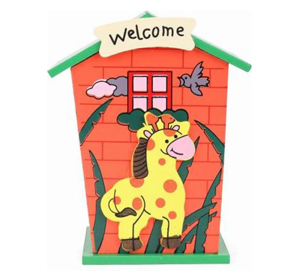 Cute Cartoon House Shaped Lovely Wooden Piggy Bank Money Bank 
