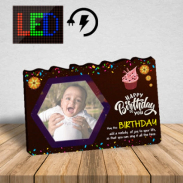 Personalized LED Photo frame with print - 6x9 inch, For Birthday