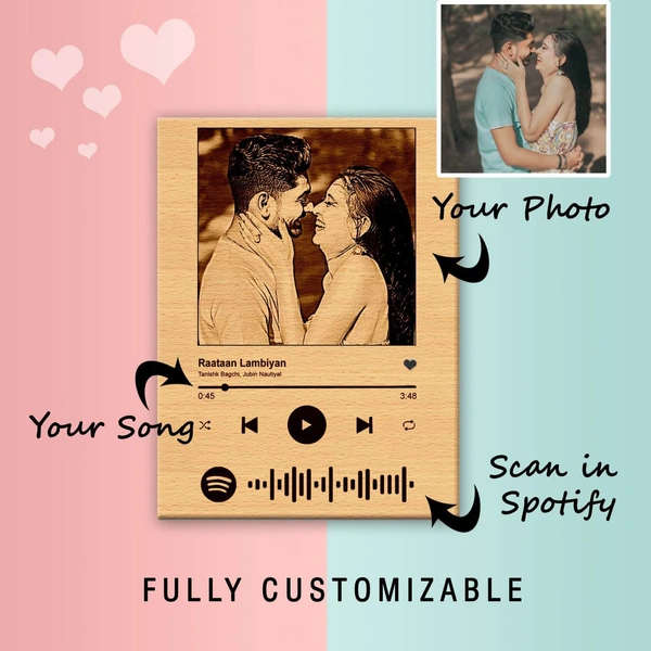 Personalized Laser engraved spotify song photo frame   