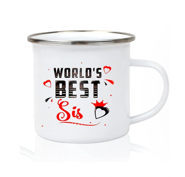 Stainless Steel Enamel Mug for Kids, Rakhi Gift, Rakshabandhan gift - 300 ML, Best Sis