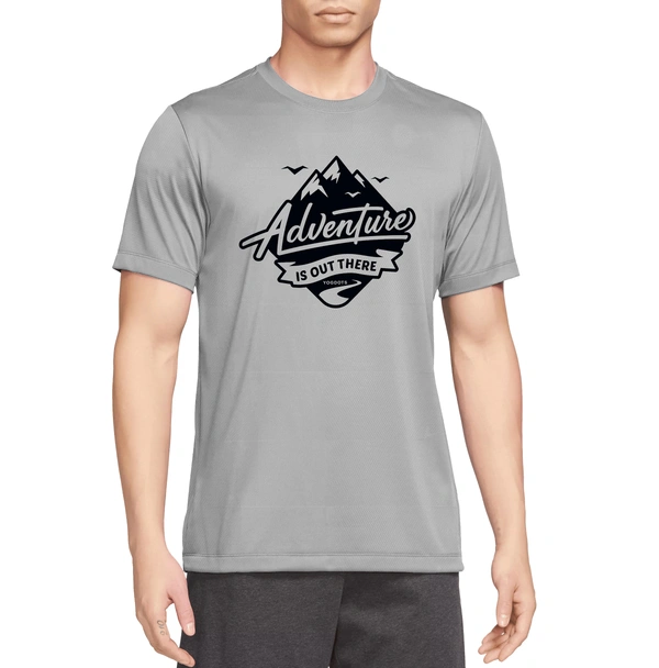 YOGDOTS Adventure Print T-Shirt for Hiking, Sports, Outing, Picknic or Adventure - S, Gray