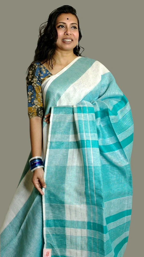 Teal Linen Sarees