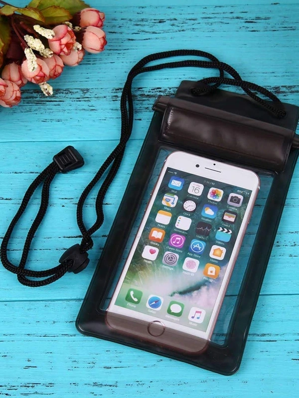 Waterproof Plastic Mobile Cover for Rain - Black