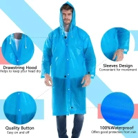 Waterproof Rain Coat Hooded Outdoor Water Resistant Suit Portable Men and Women (Pack Of 1) Random Colour