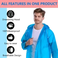 Waterproof Rain Coat Hooded Outdoor Water Resistant Suit Portable Men and Women (Pack Of 1) Random Colour