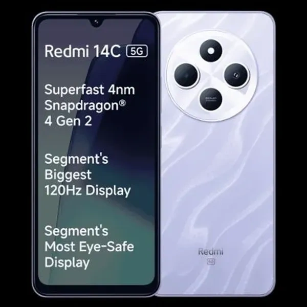 Redmi REDMIREDMI Smart Phone14C 5G (Stardust Purple, 128 GB) (4 GB RAM) - Purple