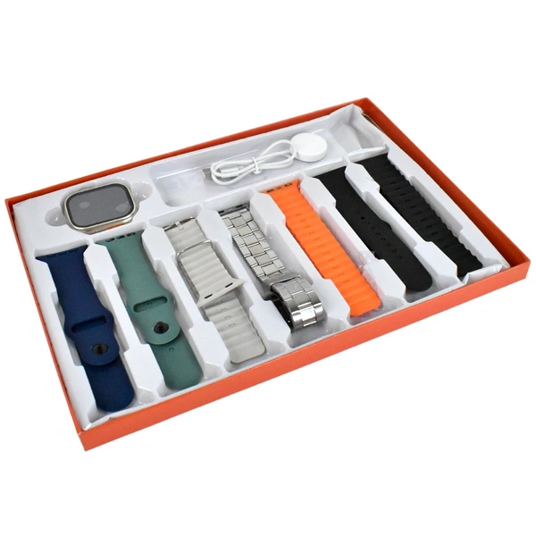 7 in 1 Ultra Smart watch Combo with Seven Classic Straps & Transparent Screen Guard (1 Set / Mix Color)