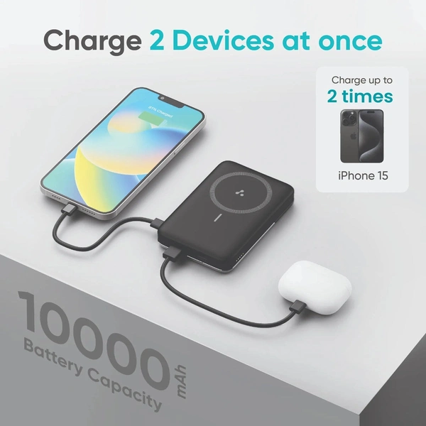 Ambrane  Aerosync PB11 10000mAh Magsafe Wireless Power Bank with Mobile Stand