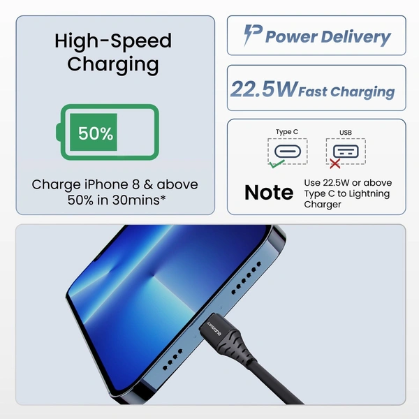 Ambran Type C to Lightning Cable Fast Charging Lightning Cable for iPhones