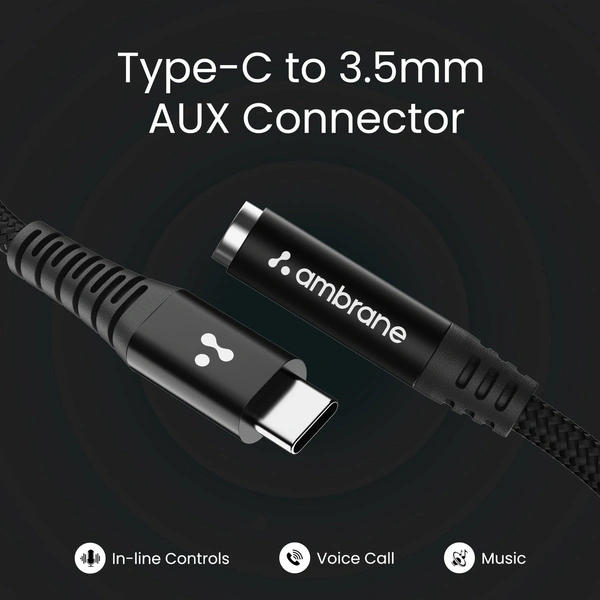 Ambrane  Type C to 3.5mm AUX Connector Type C to 3.5mm AUX Connector
