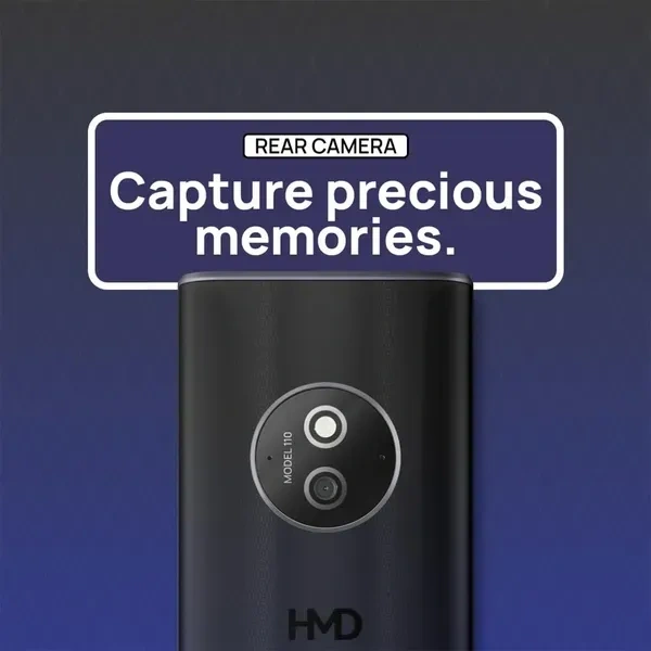 HMD 110 Keypad Phone with Built-in Scan & Pay UPI App, Rear Camera, Long-Lasting Battery, Wireless FM Radio - Black