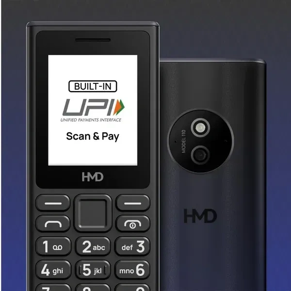 HMD 110 Keypad Phone with Built-in Scan & Pay UPI App, Rear Camera, Long-Lasting Battery, Wireless FM Radio - Black