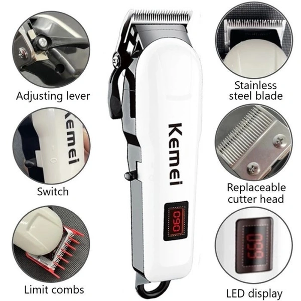 Kemei 809A Professional Rechargeable Men Hair Trimmer and Beard Runtime: 120min 5 Length Settings