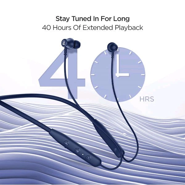 Boat   Rockerz 111 Bluetooth Wireless Neckband with Up to 40 Hrs Playtime - Deep Blue, 1 Year