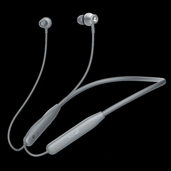 Boat   Rockerz 111 Bluetooth Wireless Neckband with Up to 40 Hrs Playtime - Ash Grey, 1 Year
