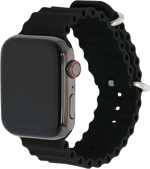 Watch Strap, Secure Fit, Adjustable, Comfortable, Stylish, Compatible with Apple Watch Series Ultra/SE/8/7/6/5/4/3/2/1 42mm, 44mm, 45mm and 49mm (Ocean Sports Band, Silicone - White