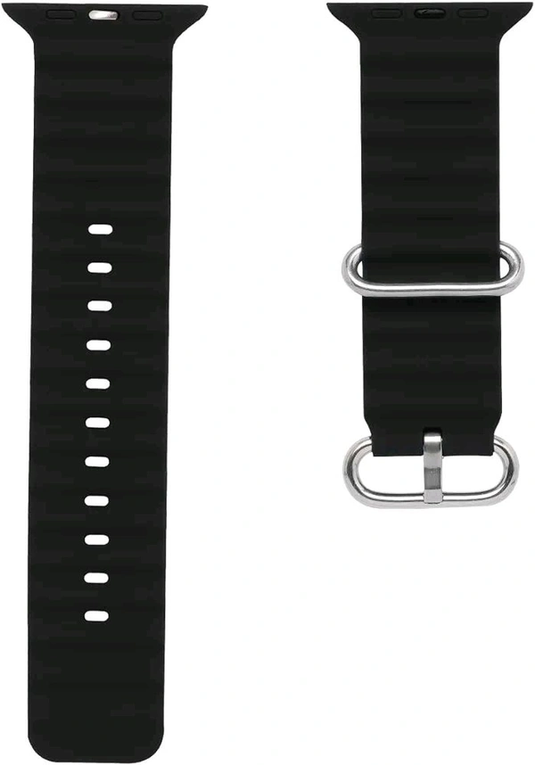Watch Strap, Secure Fit, Adjustable, Comfortable, Stylish, Compatible with Apple Watch Series Ultra/SE/8/7/6/5/4/3/2/1 42mm, 44mm, 45mm and 49mm (Ocean Sports Band, Silicone - White