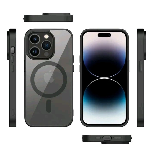 Apple iPhone Magnetic Magsafe Cover Casing back Cover - Iphone Models ( Black ) - Black, Iphone 15