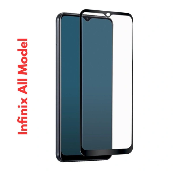 Infinix All Model Tempered Glass  - Black, Infinix Hot 10S