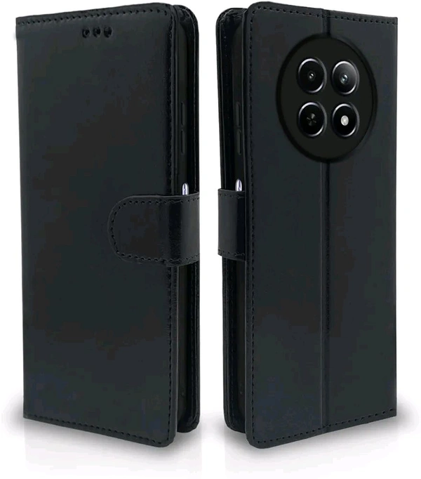 Flip Cover Leather Finish | Inside TPU with Card Pockets | Wallet Stand and Shock Proof | Complete Protection Flip Case for Realme Narzo 70x 5G / N65 / Realme 13/12 / 12X 5G / - Black, Realme 12X 5G