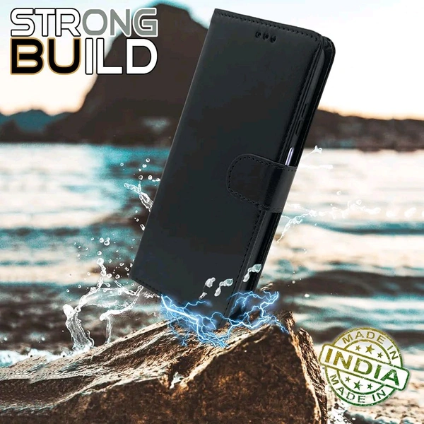 Flip Cover Leather Finish | Inside TPU with Card Pockets | Wallet Stand and Shock Proof | Complete Protection Flip Case for Realme Narzo 70x 5G / N65 / Realme 13/12 / 12X 5G / - Black, Realme 12X 5G