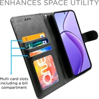 Flip Cover Leather Finish | Inside TPU with Card Pockets | Wallet Stand and Shock Proof | Complete Protection Flip Case for Realme Narzo 70x 5G / N65 / Realme 13/12 / 12X 5G / - Brown, Realme 12X 5G
