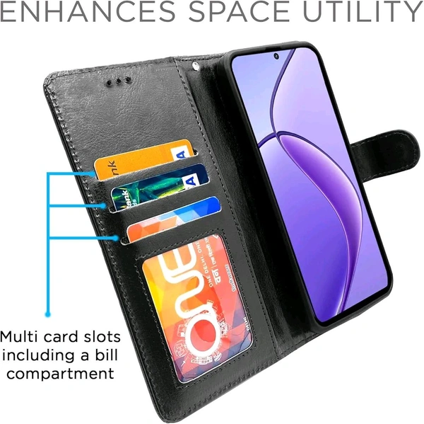 Flip Cover Leather Finish | Inside TPU with Card Pockets | Wallet Stand and Shock Proof | Complete Protection Flip Case for Realme Narzo 70x 5G / N65 / Realme 13/12 / 12X 5G / - Brown, Realme 12X 5G